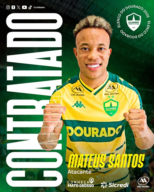 Mateus Santos, Atacante do Cuiabá, reforço Cuiabá 2026, mercado da bola Cuiabá, Cuiabá Esporte Clube hoje, elenco do Cuiabá 2026, Jogando em Casa Dourado