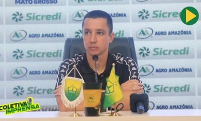 Treinador do Cuiabá durante coletiva de imprensa após partida pela Série B