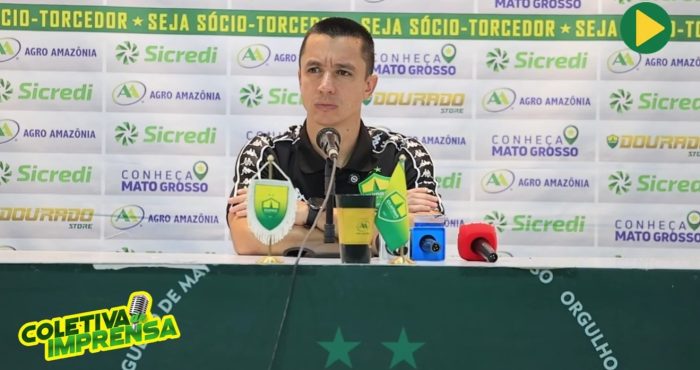 Eduardo Barros concede entrevista coletiva após empate do Cuiabá na Arena Pantanal, analisando o desempenho da equipe e cobrando maior eficiência ofensiva na Série B do Campeonato Brasileiro.