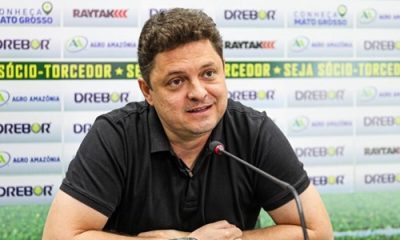 Presidente do Cuiabá Esporte Clube durante entrevista coletiva, falando sobre patrocínio, temporada 2026 e projetos do clube